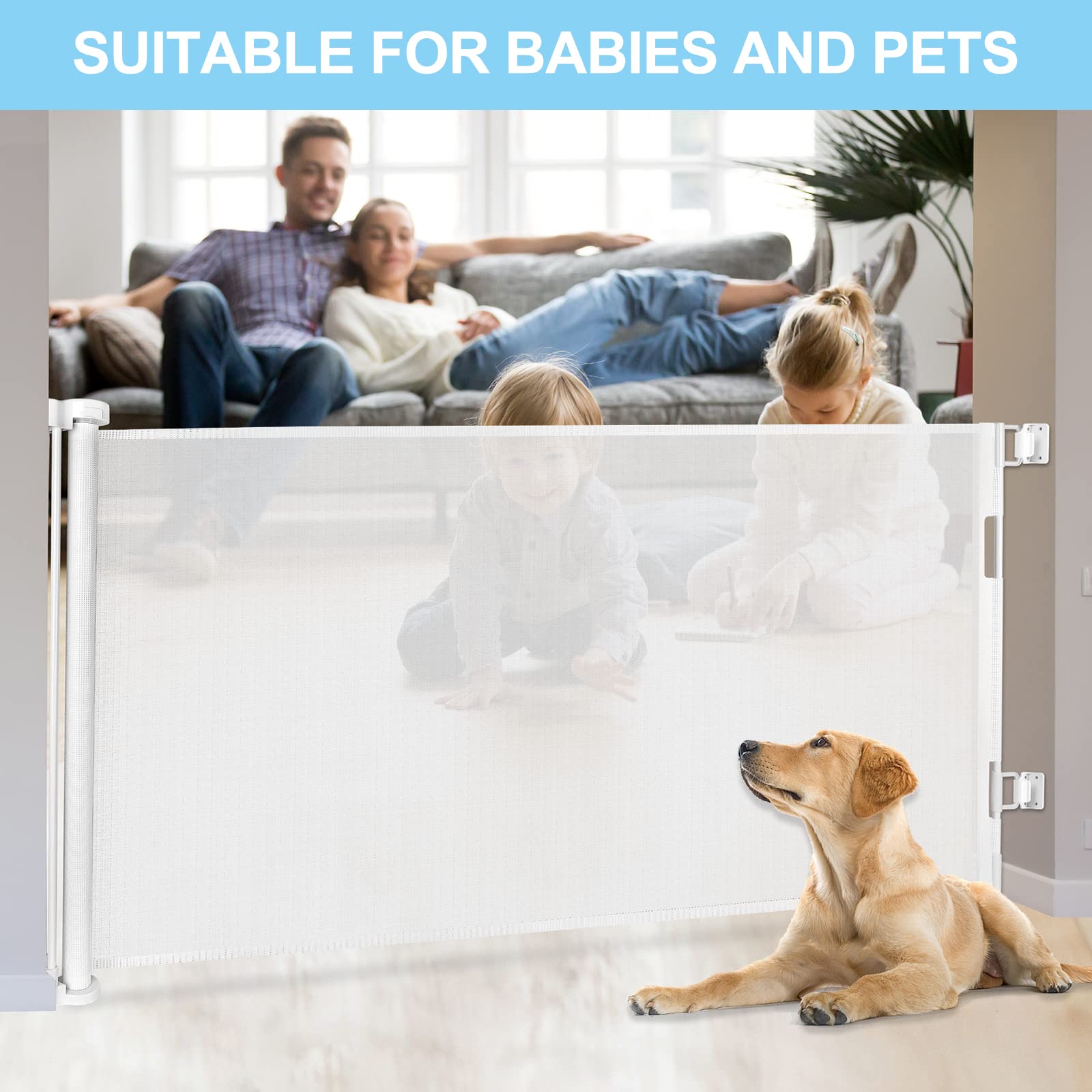 WOMHOM indoor-outdoor setup, gate spanning wide opening without trip hazards.