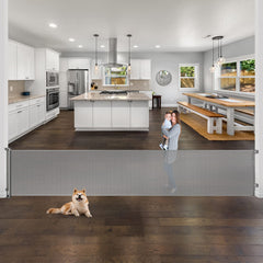 WOMHOM retractable gate extends to 168 inches for wide doorways