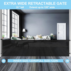 WOMHOM retractable gate shown in compact, fully retracted position.