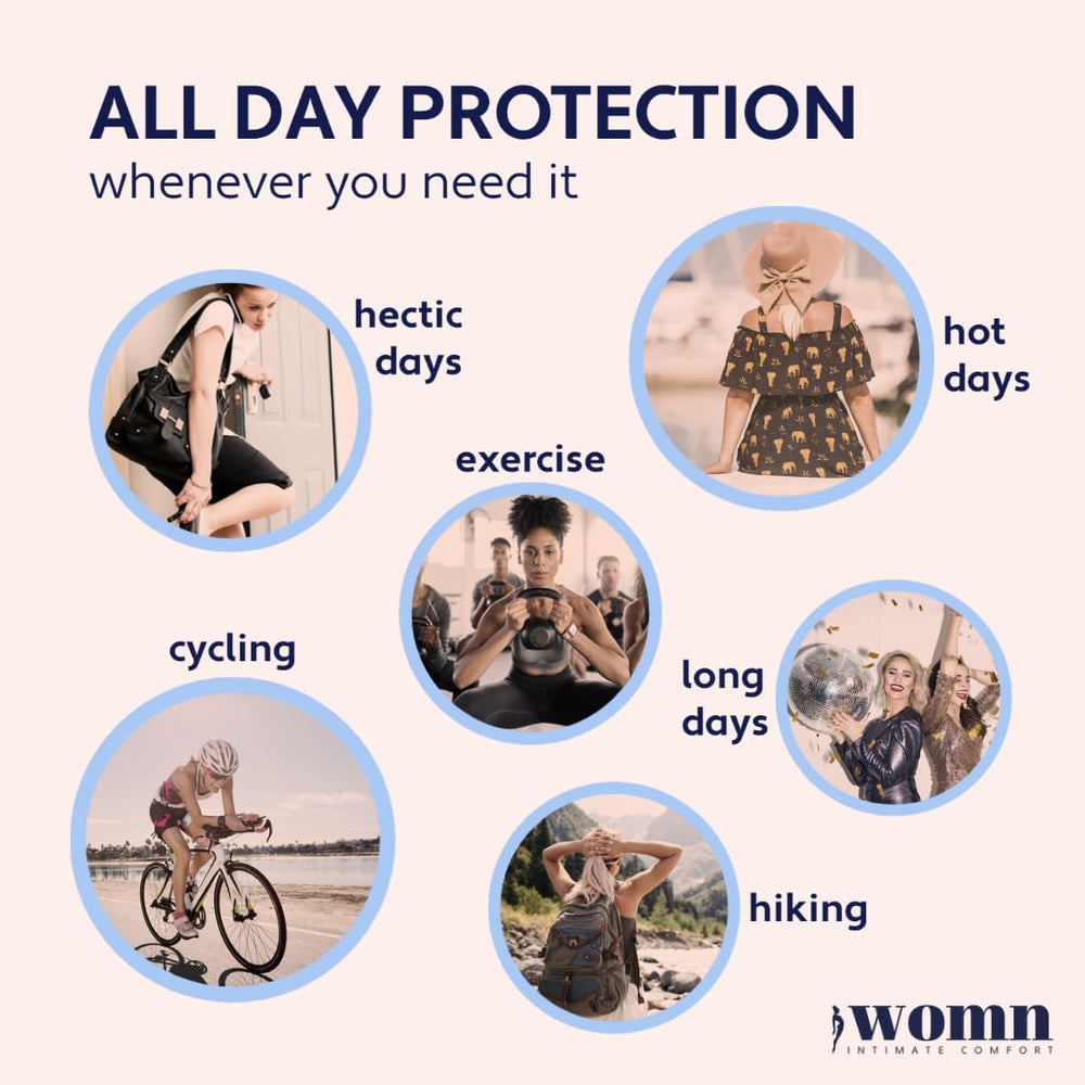 Womn Intimate Comfort travel-size bottle hints at discreet, portable care.