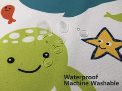 WOMUMON non-slip back Seaworld mat stays in place on hardwood floors.