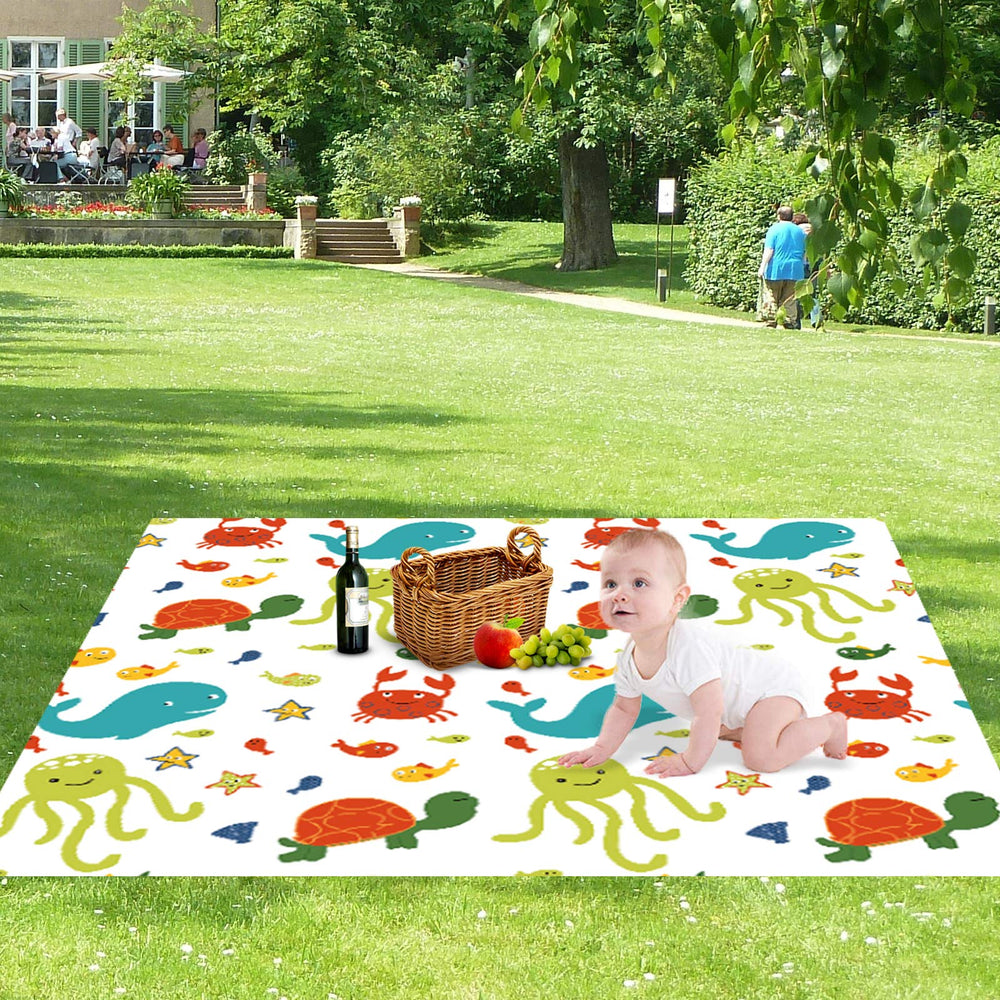 WOMUMON reusable play mat Seaworld, machine washable and ready for future fun.