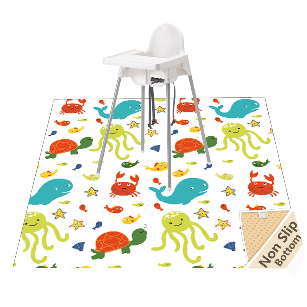 WOMUMON Splat Mat under highchair Seaworld keeps floors clean during meals.