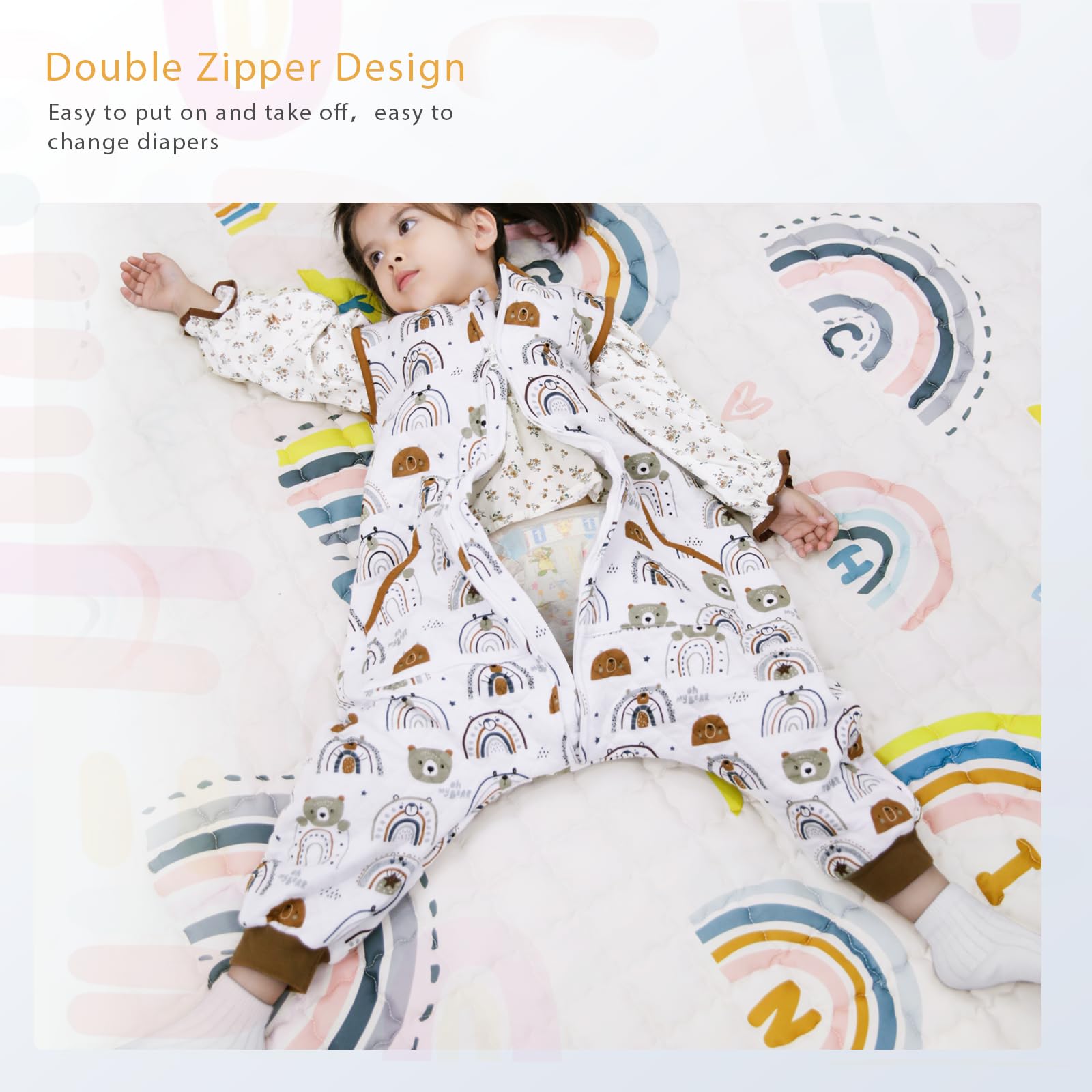 WONDAY two-way zipper enables easy diaper changes.