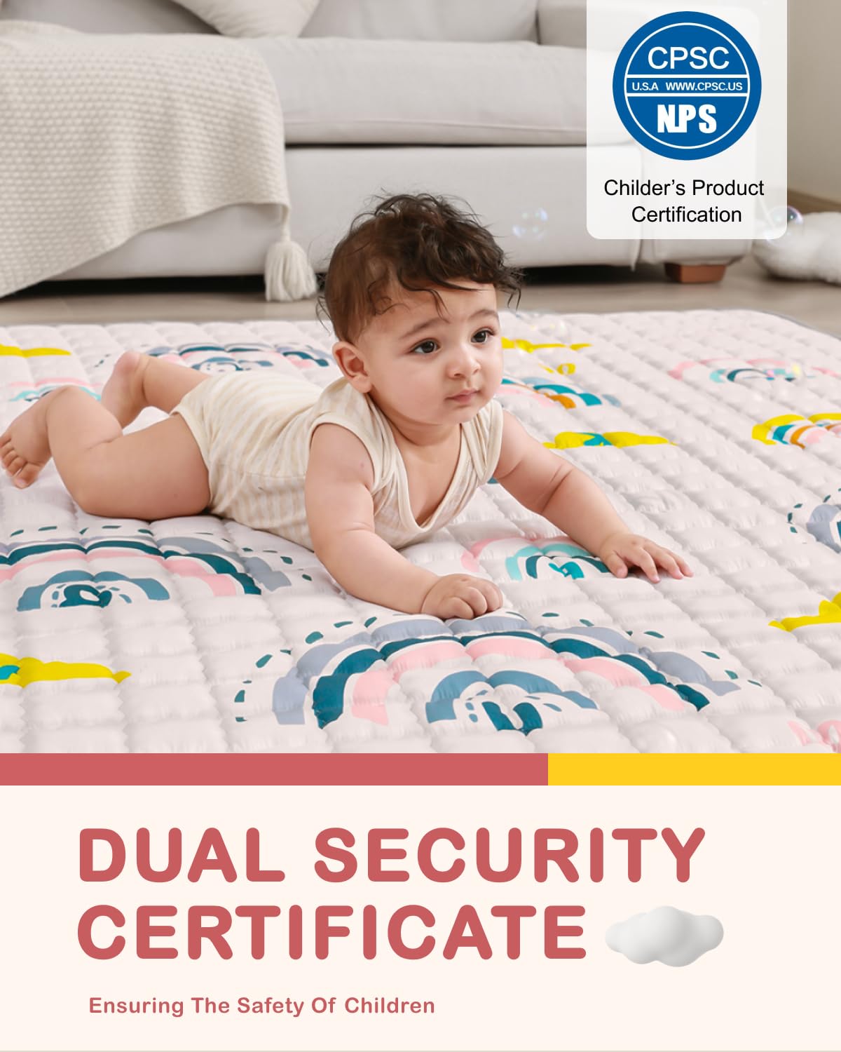 WONDAY mat arranged in a baby playpen setup for safe exploration