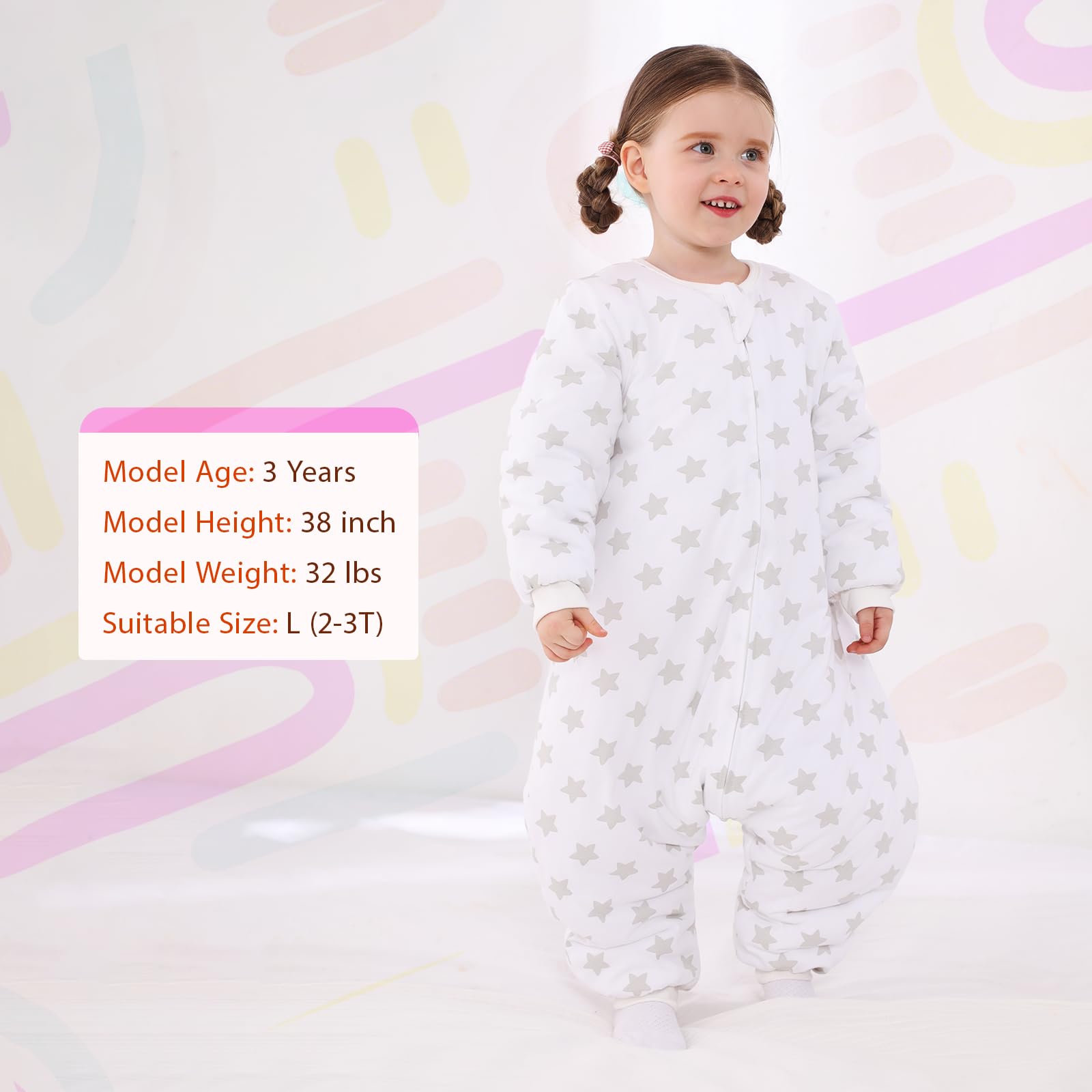 WONDAY 2.5TOG sleep sack keeps toddler warm on cold nights.