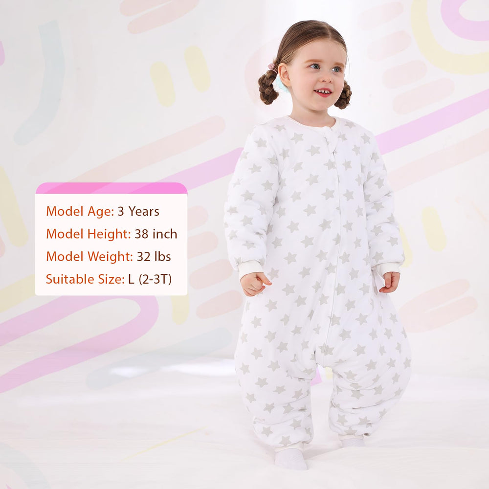 WONDAY 2.5TOG sleep sack keeps toddler warm on cold nights.