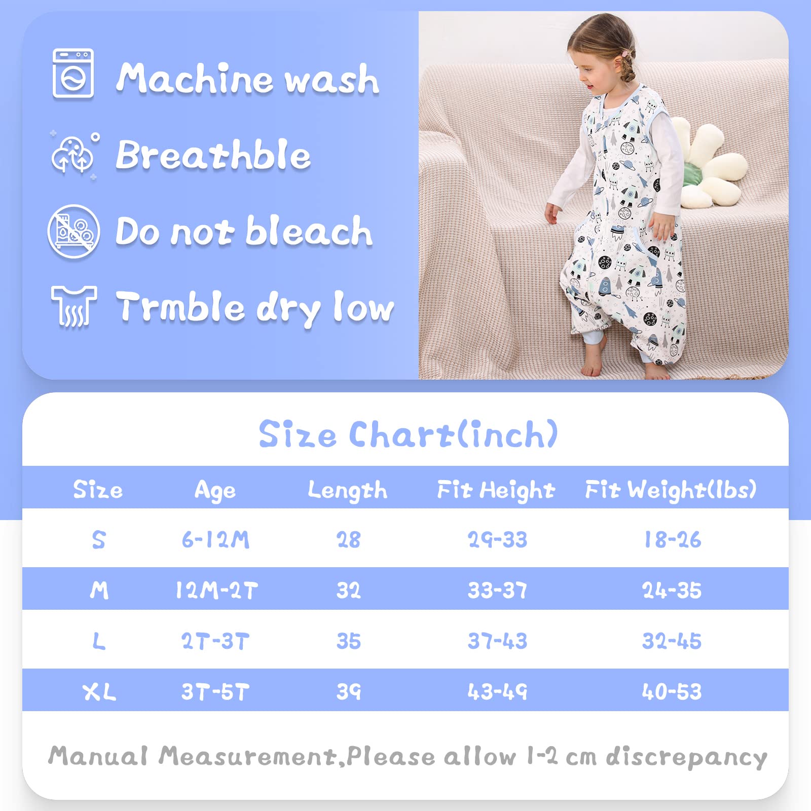WONDAY sleep sack fabric buttery soft cotton breathable on skin