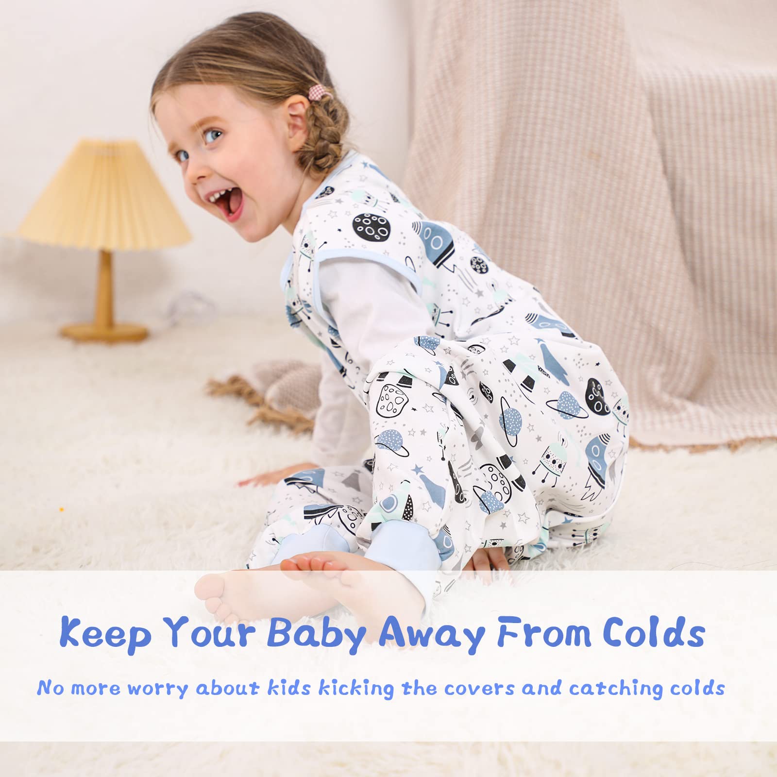 WONDAY sleep sack zipper guard protects chin and neck during zipping