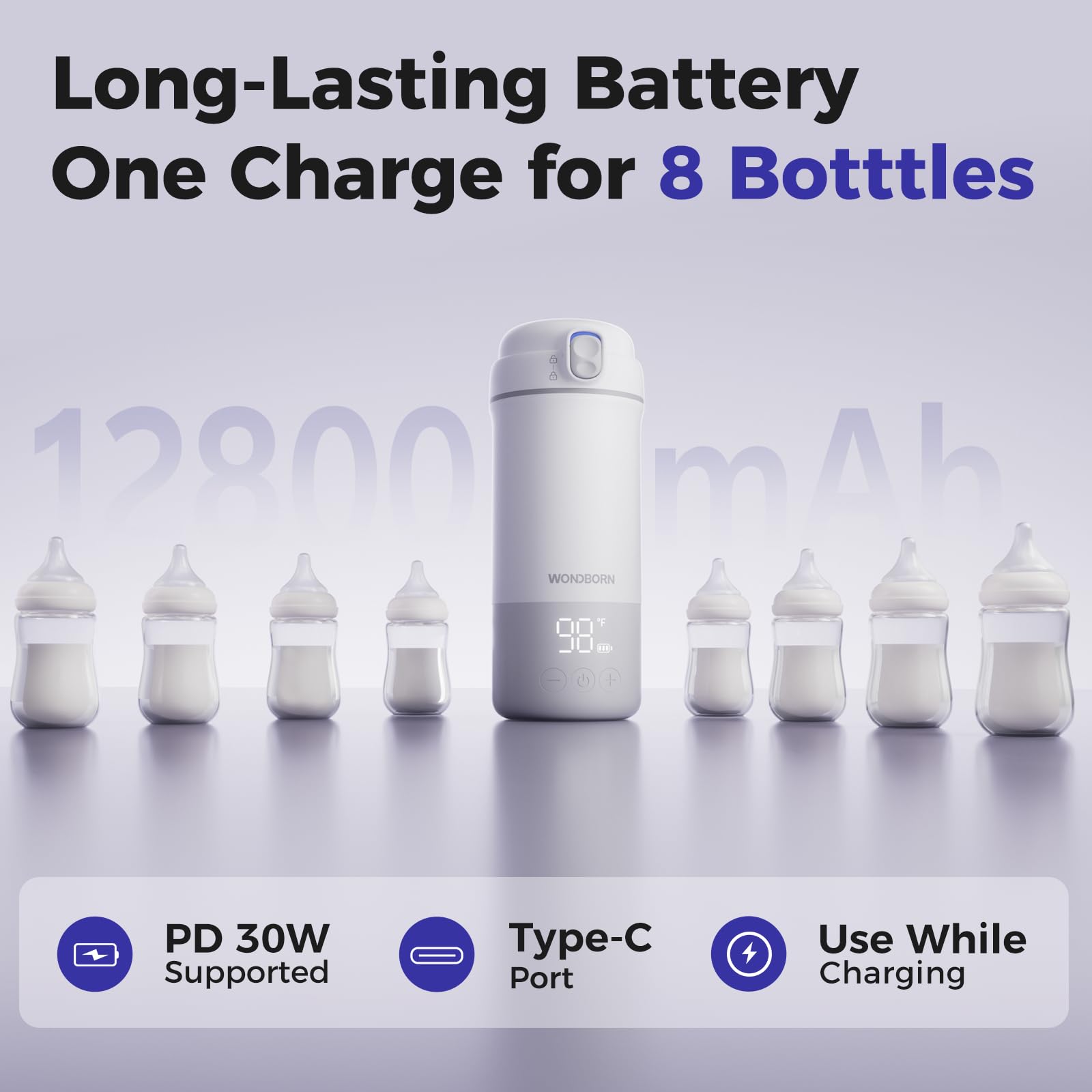 WONDBORN all-day battery supports up to 15 heats per charge.