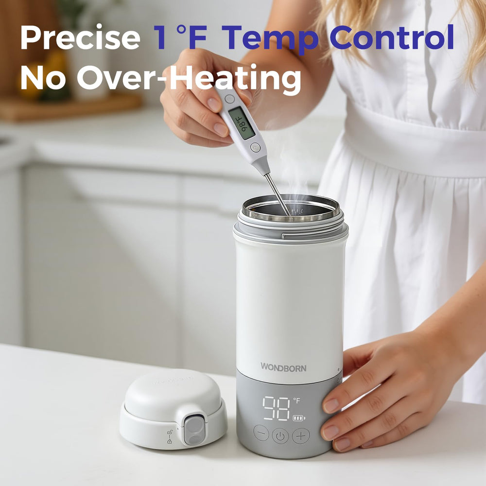 WONDBORN heats 4 oz to 98°F in about one minute.