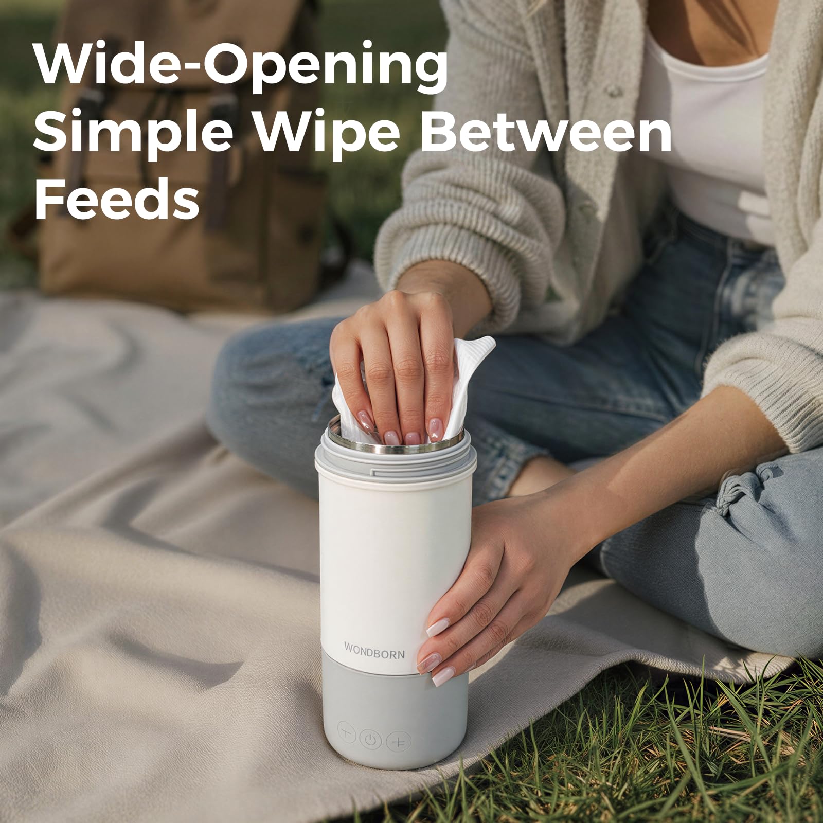 WONDBORN leak-proof stainless chamber keeps breast milk and formula contained.