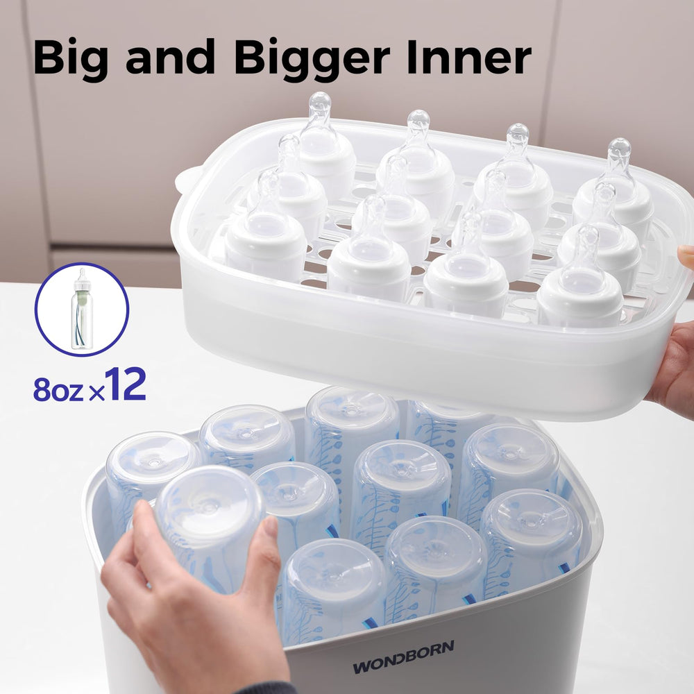 WONDBORN Drying rack directs airflow for moisture-free bottle drying.