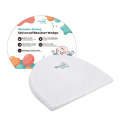 Wonder Living baby wedge pillow cover close-up showing waterproof surface and wipe-clean durability