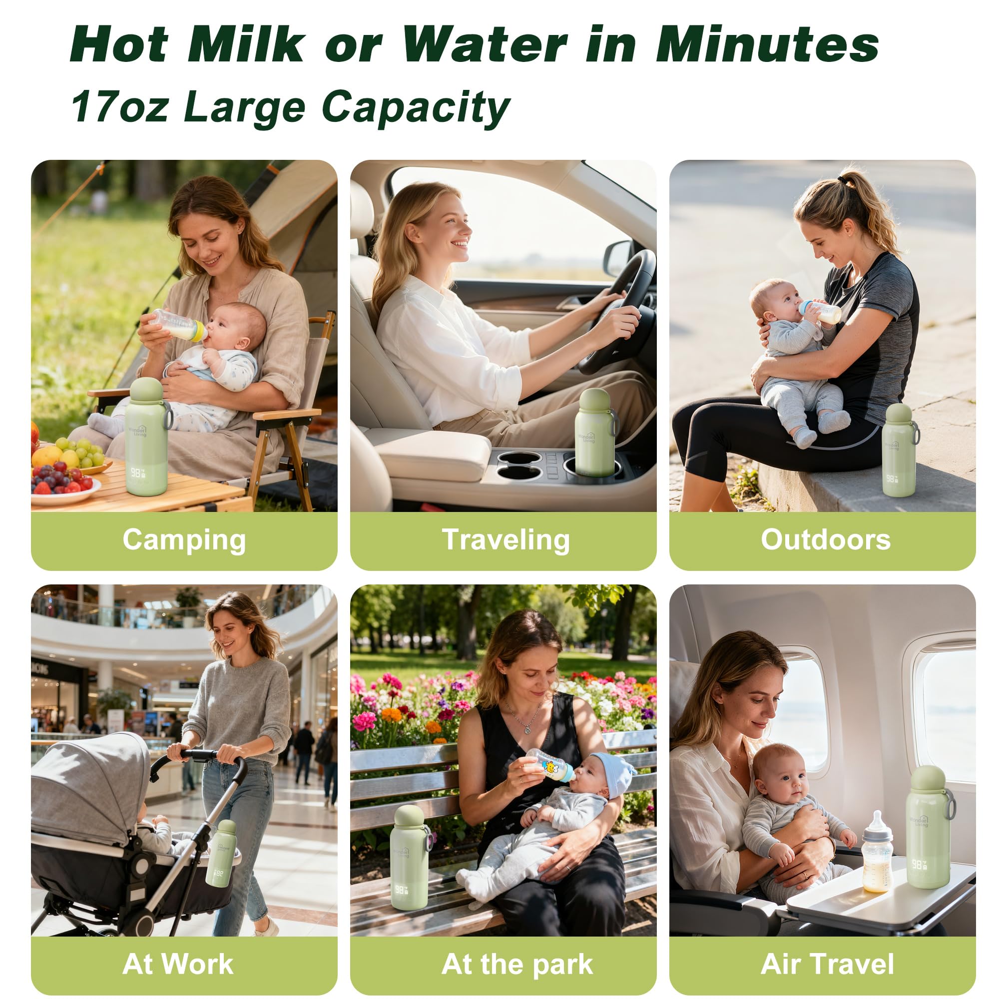 Fast warming makes milk or water ready during outdoor outings.