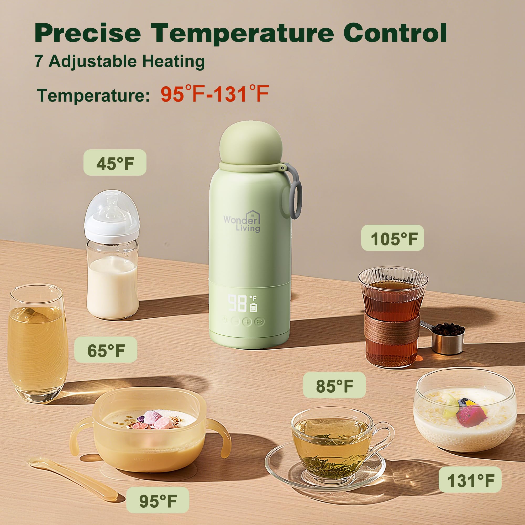 Seven temperature settings offer flexible warming options for bottles.