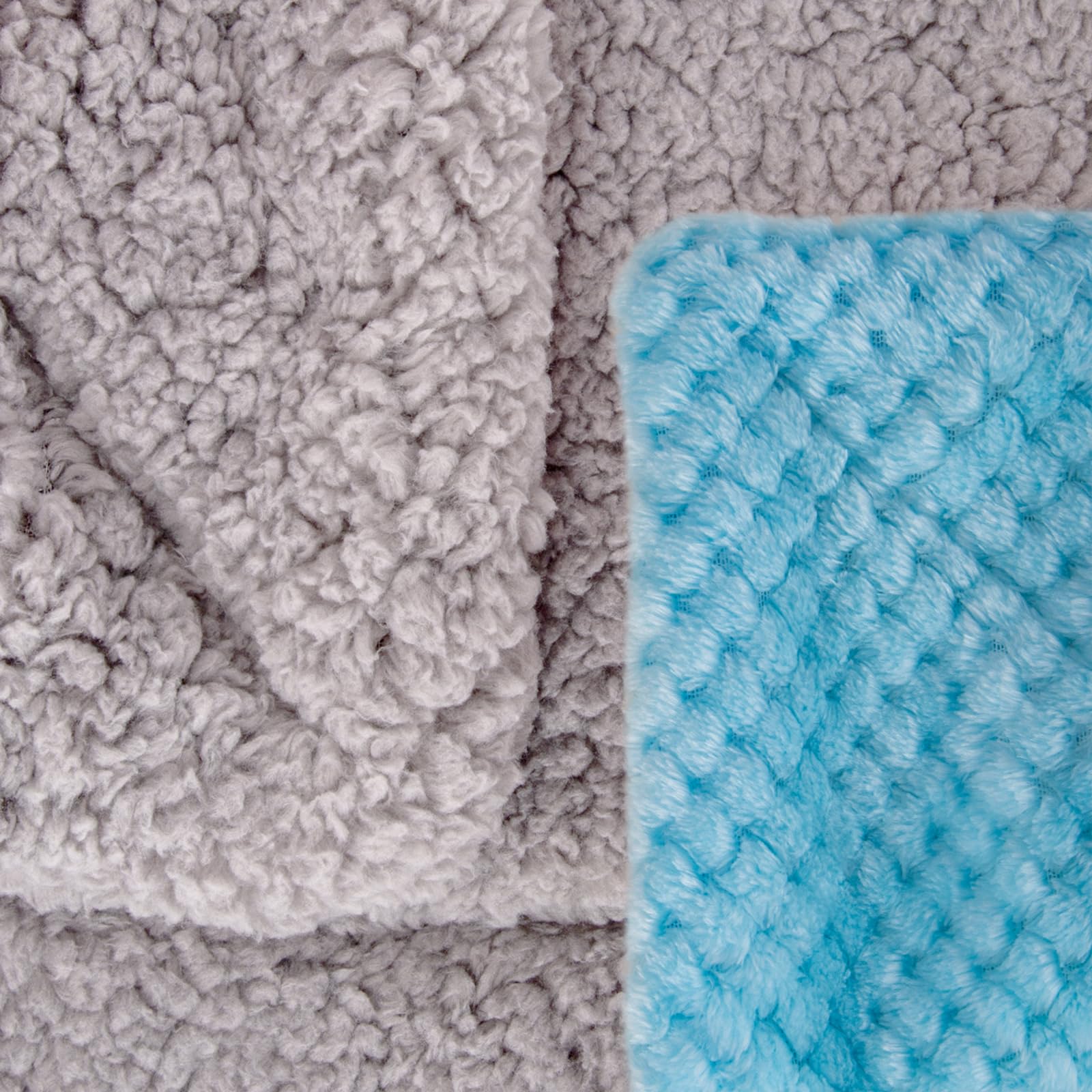 WONDER MIRACLE baby blanket folded for compact travel, ice blue, with soft micro fleece
