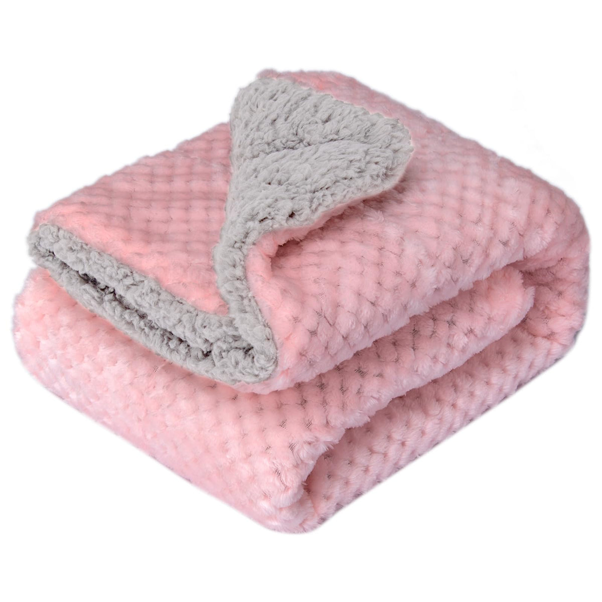 Wonder Miracle fuzzy sherpa blanket in pink provides soft warmth for crib and stroller