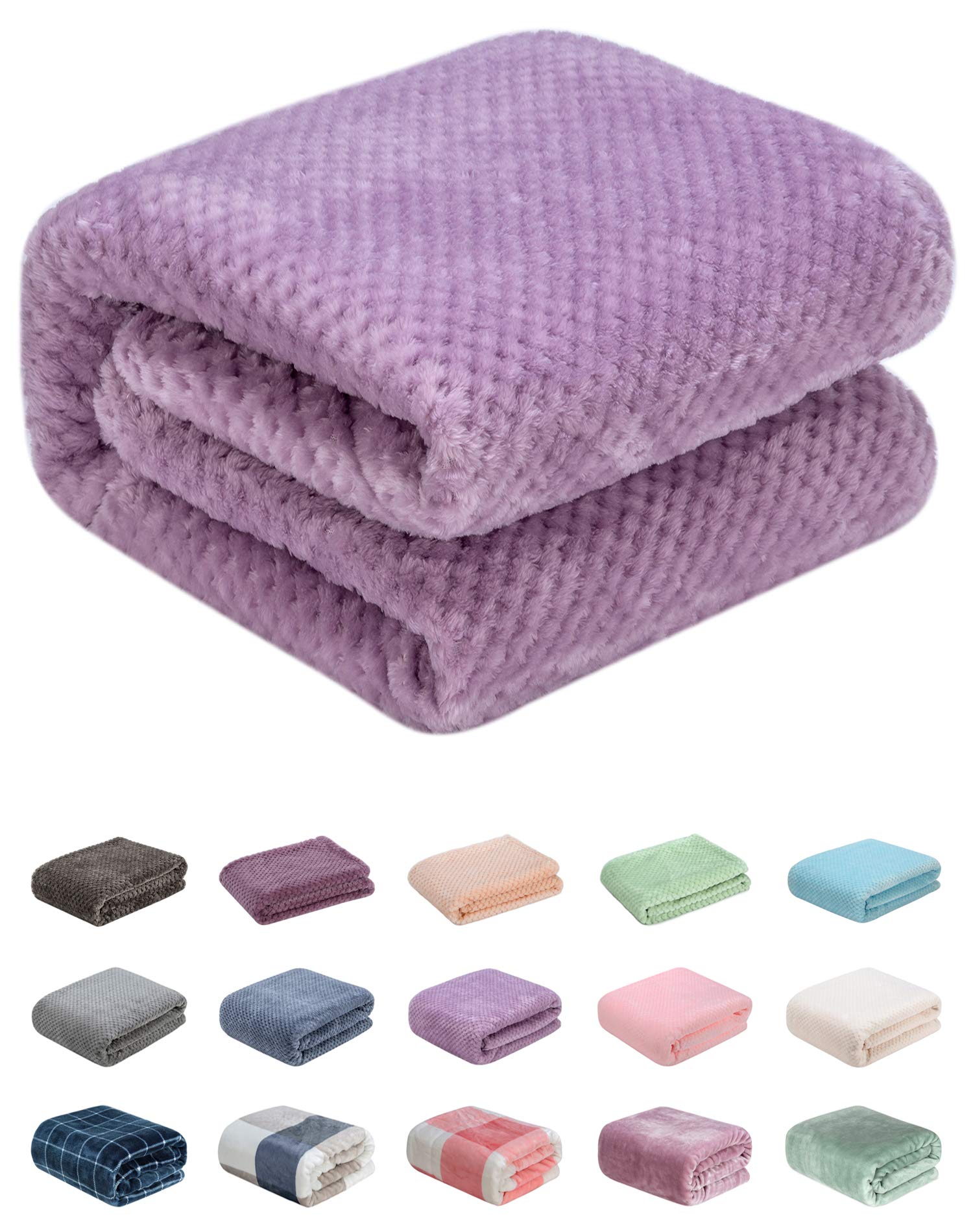 Wonder Miracle fuzzy throw blanket in lavender for cozy nights on bed or couch.