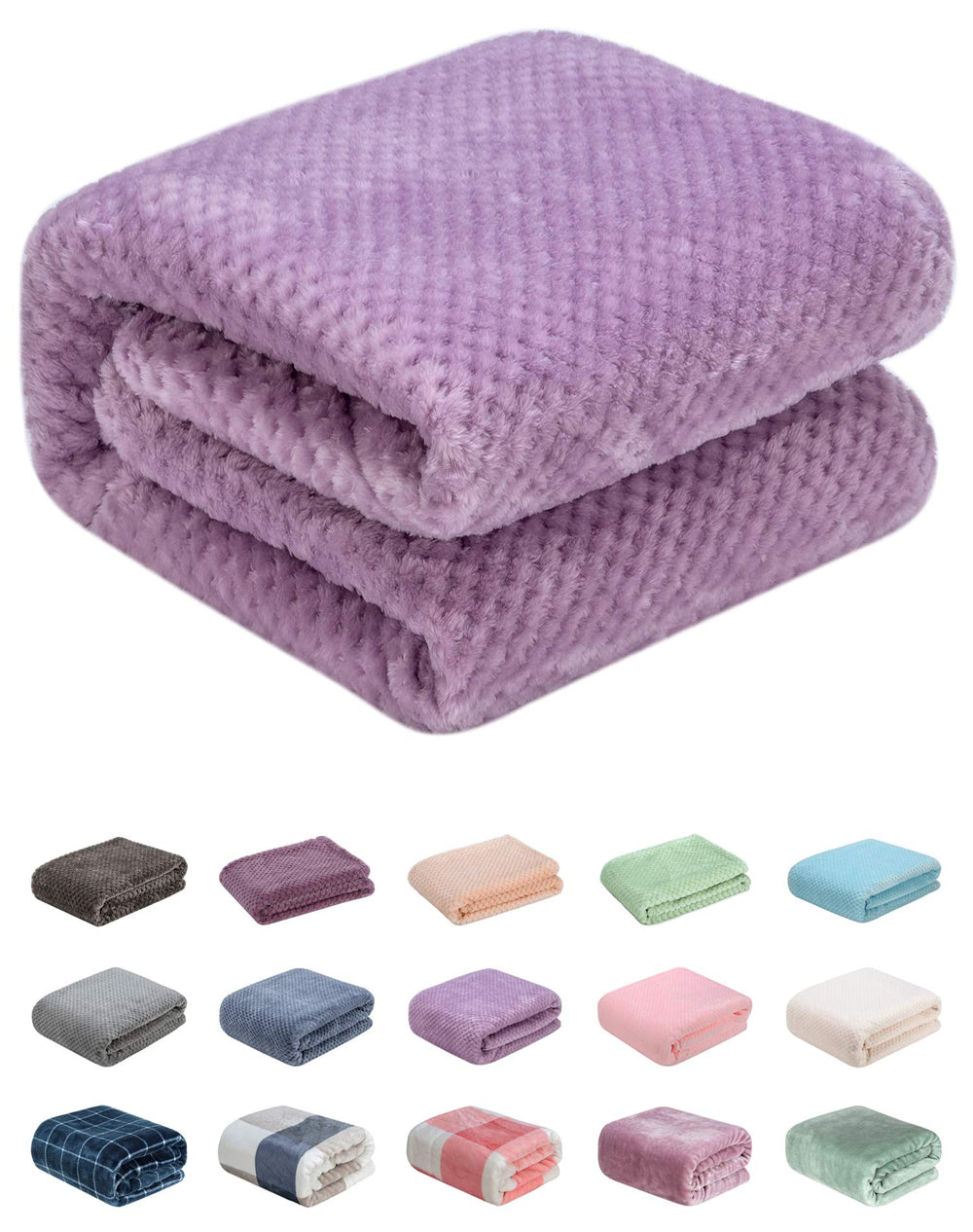 Wonder Miracle fuzzy throw blanket in lavender for cozy nights on bed or couch.