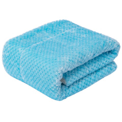 WONDER MIRACLE ice blue sherpa blanket compact for travel and car trips.