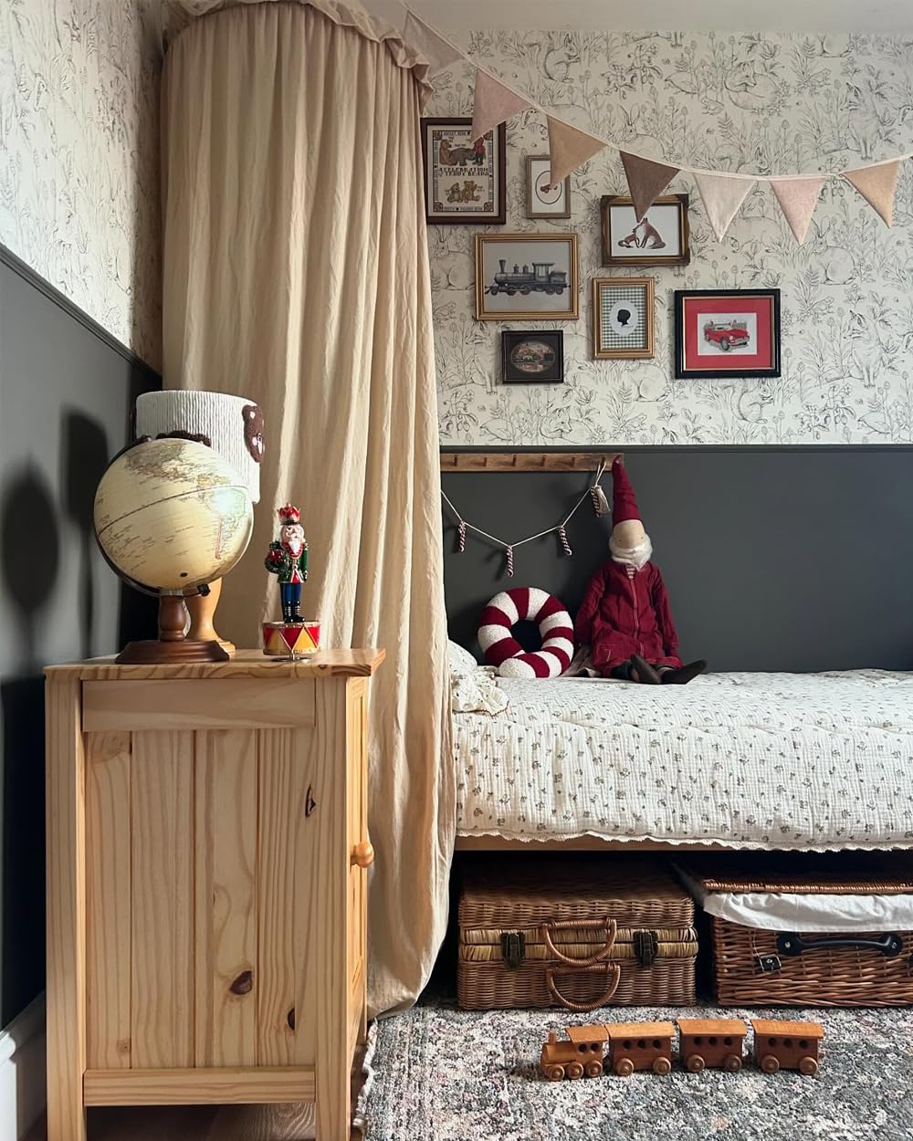 Wonder Space frilled cotton tent over crib adds charm and privacy for naps.