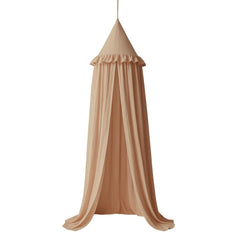 Wonder Space kids bed canopy frills nougat over crib for cozy sleep