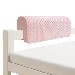 Wonder Space bed rail bumpers fitted on pink guardrail, adding soft protection for toddlers