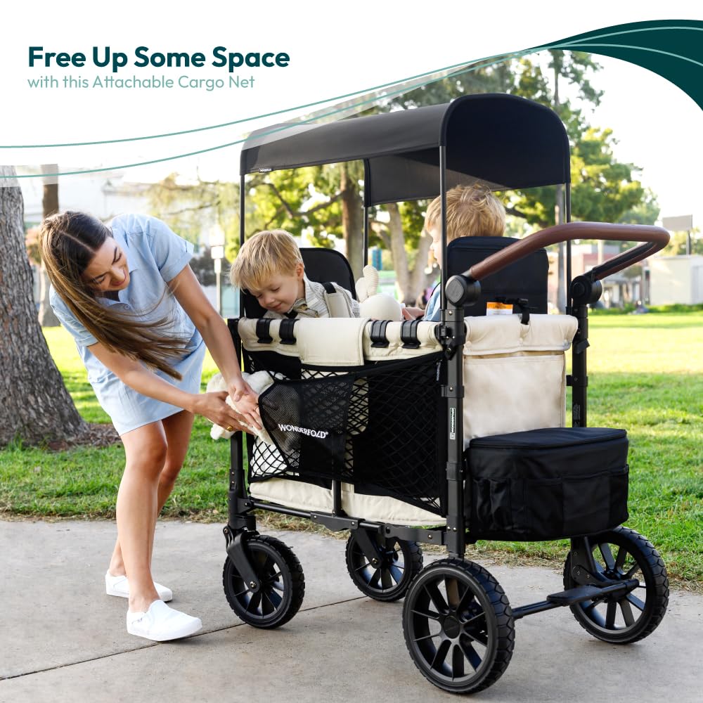 WonderFold cargo net is easy to install on wagon frame