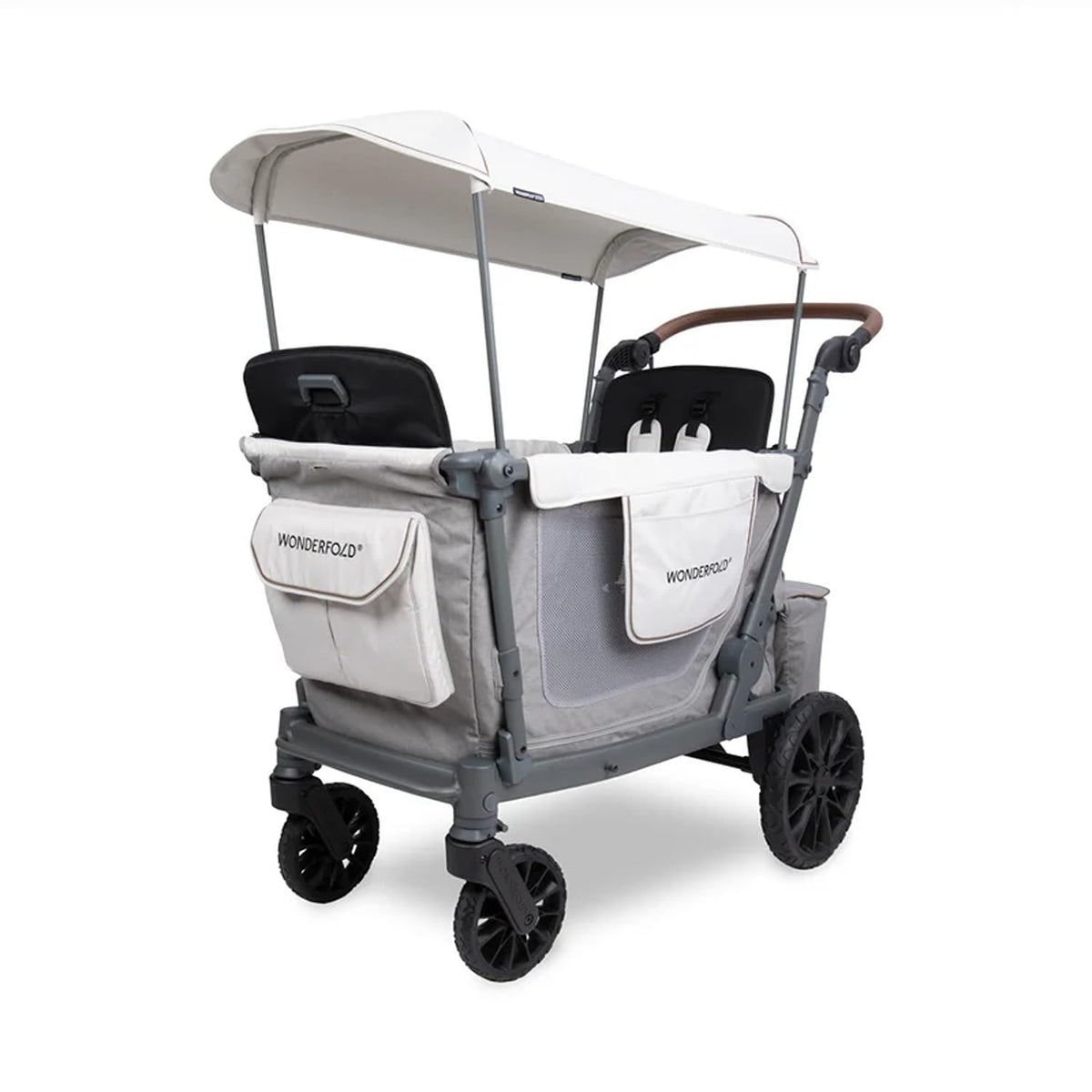WonderFold L2 double stroller wagon, collapsible for easy storage.