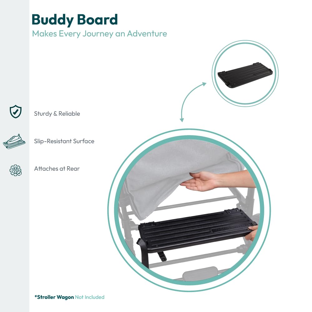 Buddy Board folded for storage with magnetic hold on the wagon.