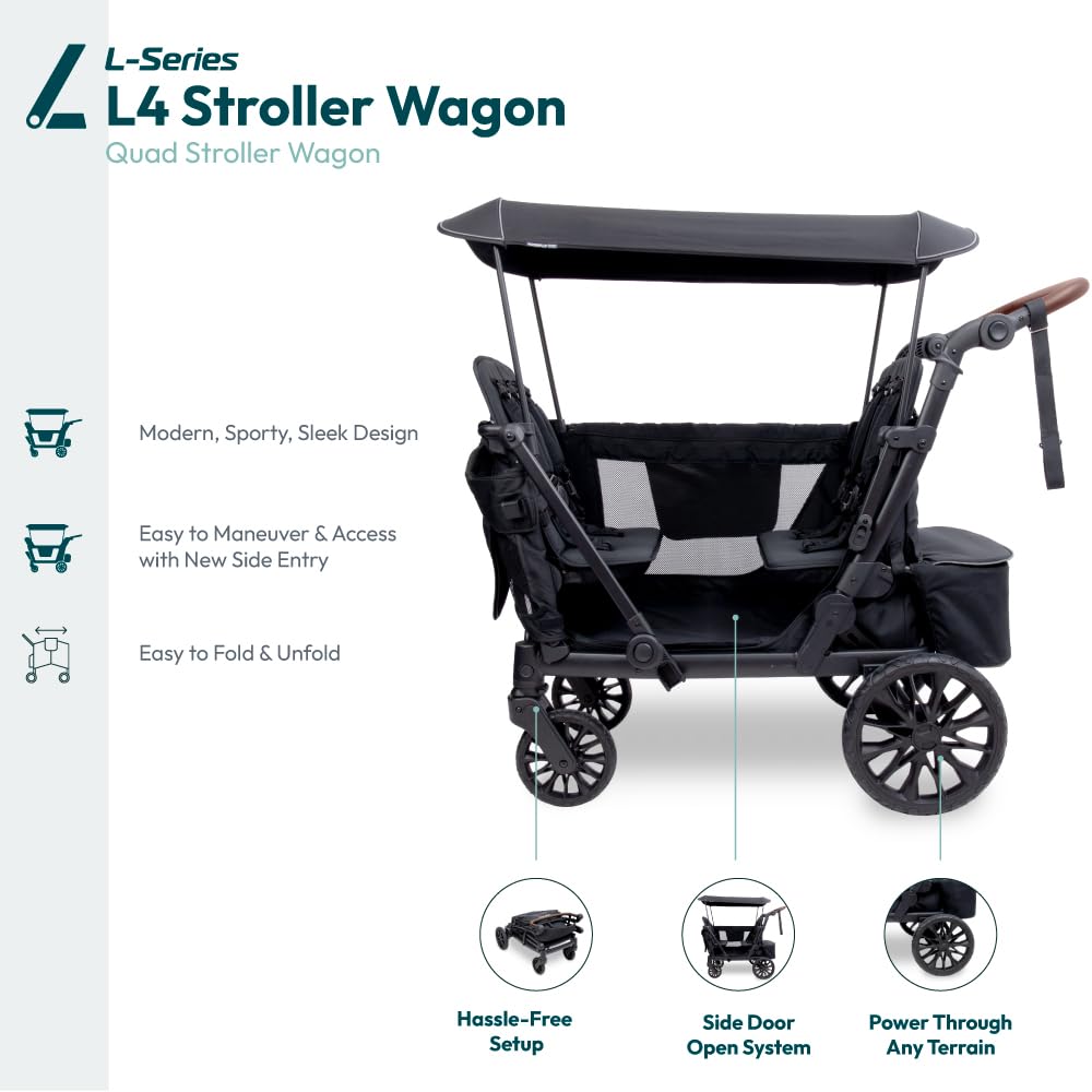 The 360 XL wheels on the WonderFold L4 deliver a smooth ride on varied terrain.