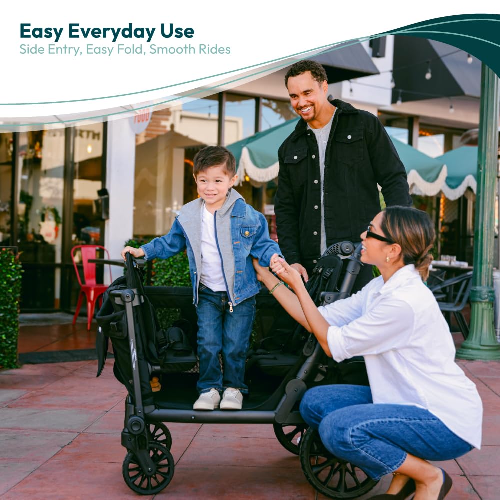 The UPF50+ canopy provides shade during sunny family outings.