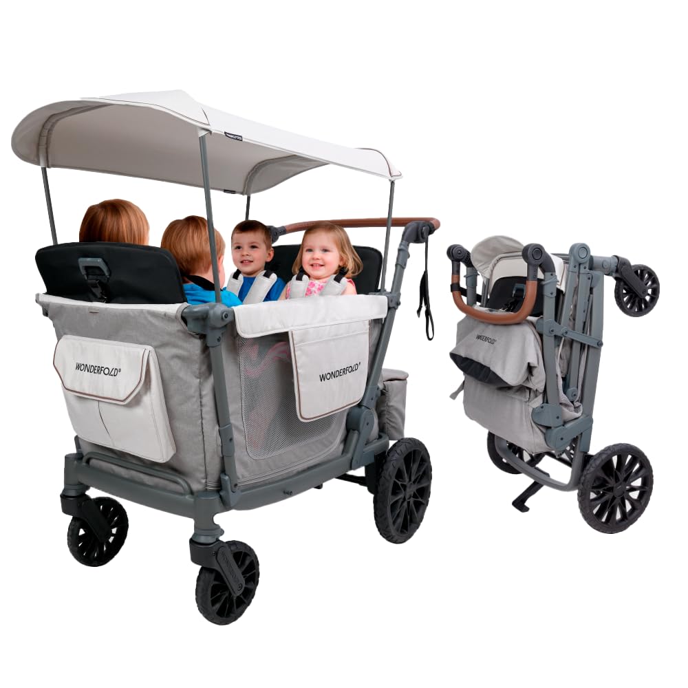WonderFold L4 wagon side-entry door allows easy in and out for kids.