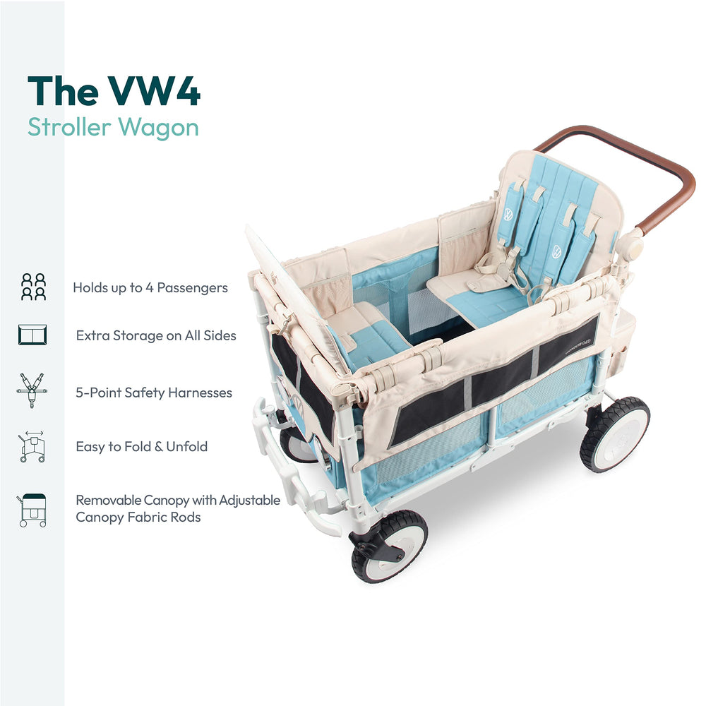 WonderFold VW Stroller Wagon front zipper door simplifies kid entry and loading.