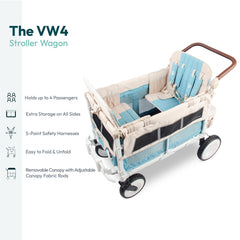 WonderFold VW Stroller Wagon front zipper door simplifies kid entry and loading.