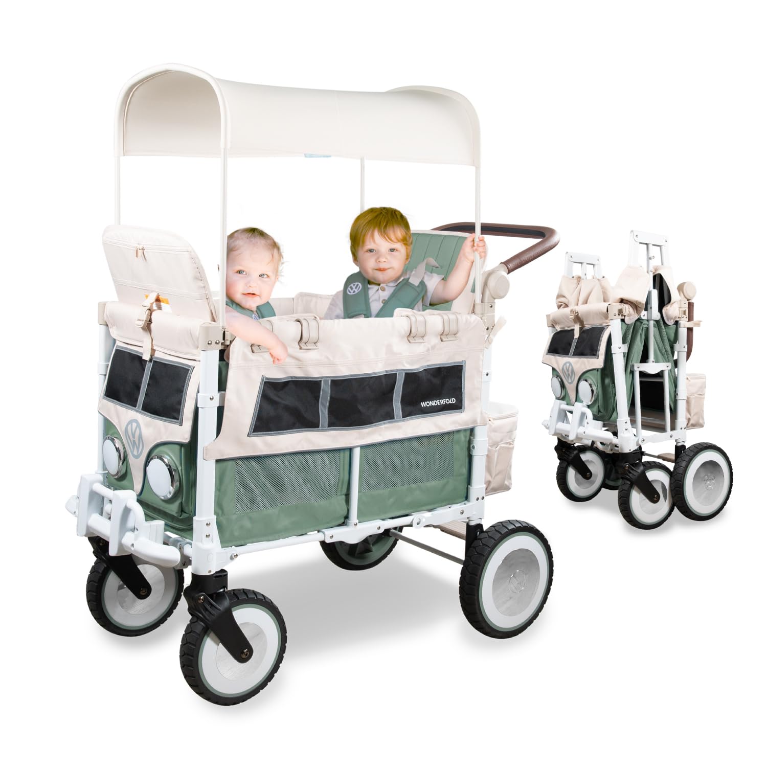 WonderFold Outdoor VW Wagon two-seater front view showing seating and bumper