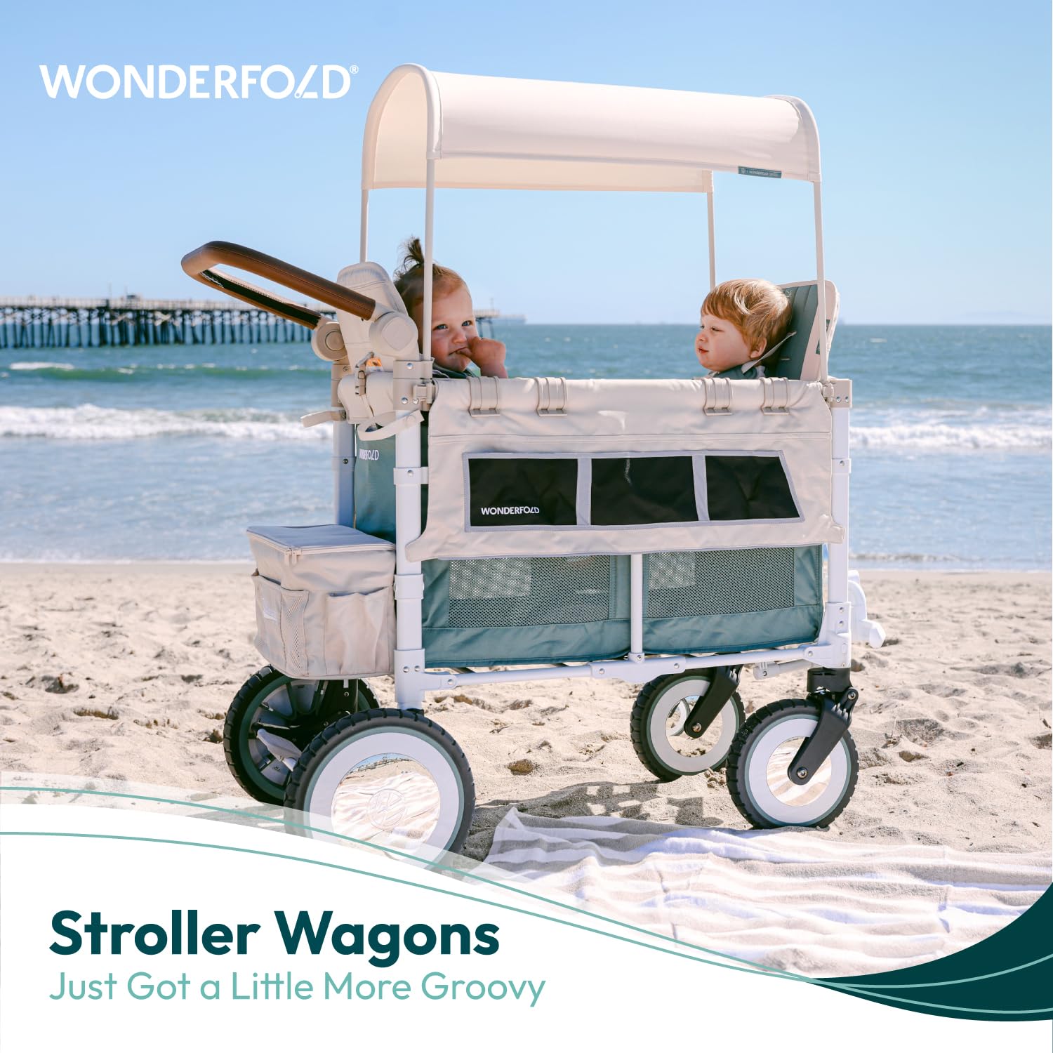 WonderFold VW wagon folded and standing alone for compact storage.