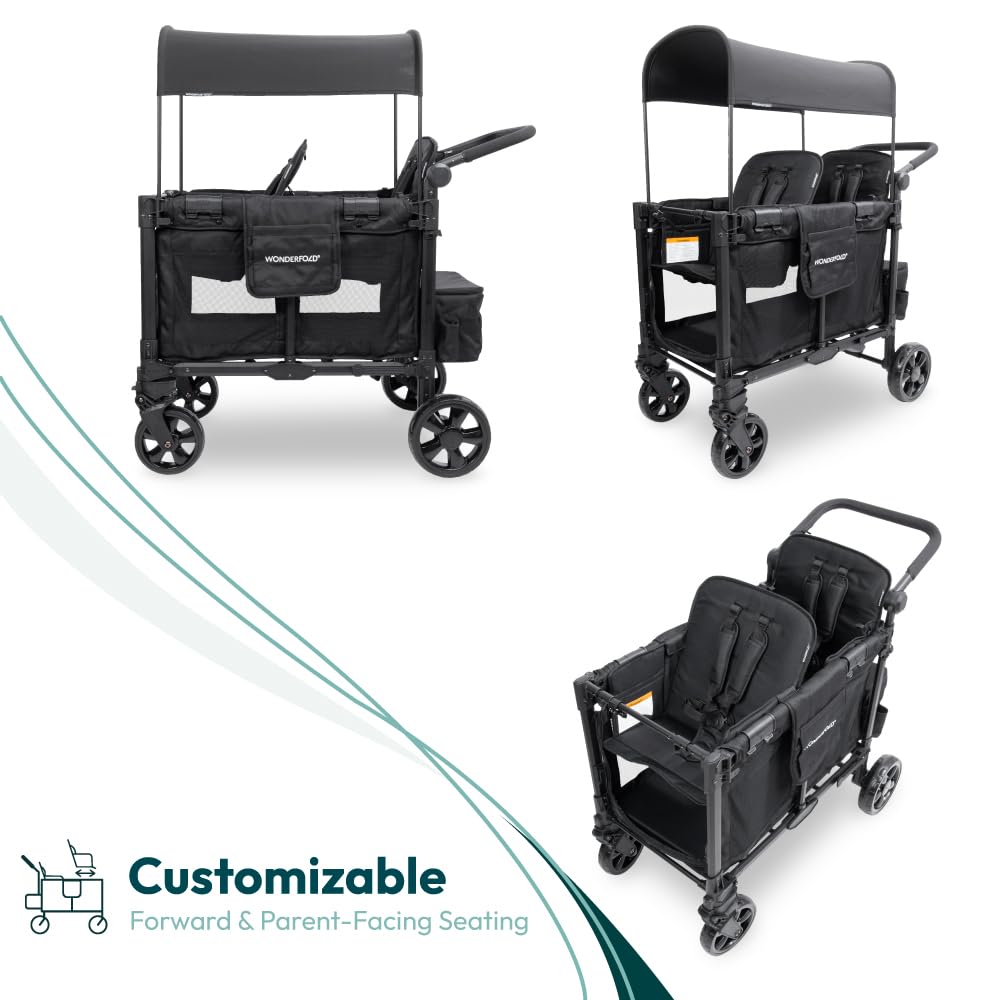 WonderFold W2 Elite Pro wagon adjustable push handle fits all heights.