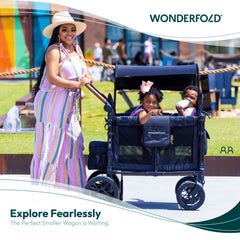WonderFold W2 Luxe wagon in collapsed form for easy storage after outings.
