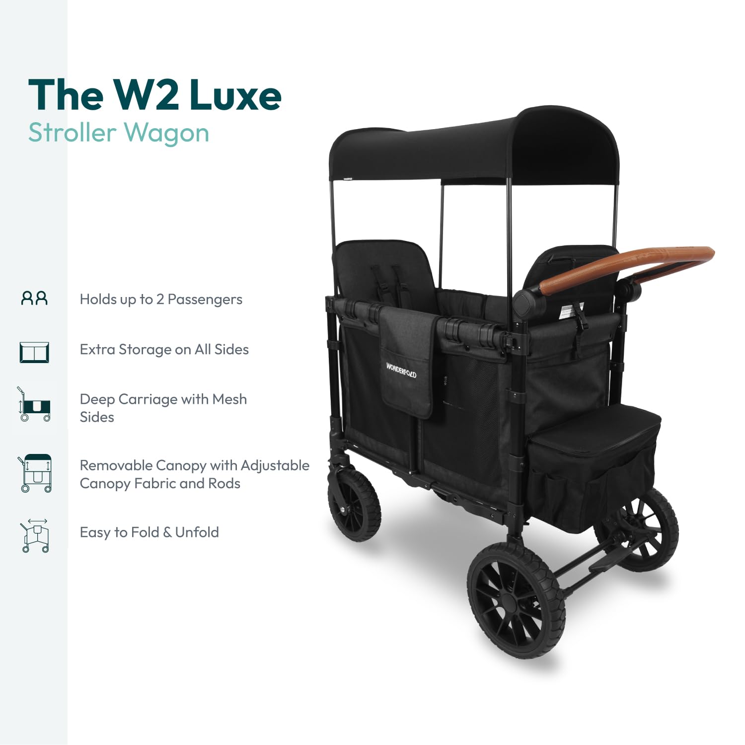 WonderFold W2 Luxe removable reclining seats enable flexible seating arrangements.
