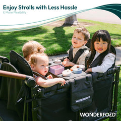 WonderFold W4 Flex Snack Tray cup holders offer flexible snack space.