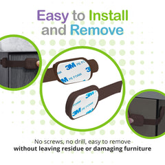 Wonderkid locks with two extra adhesive tapes for repositioning.