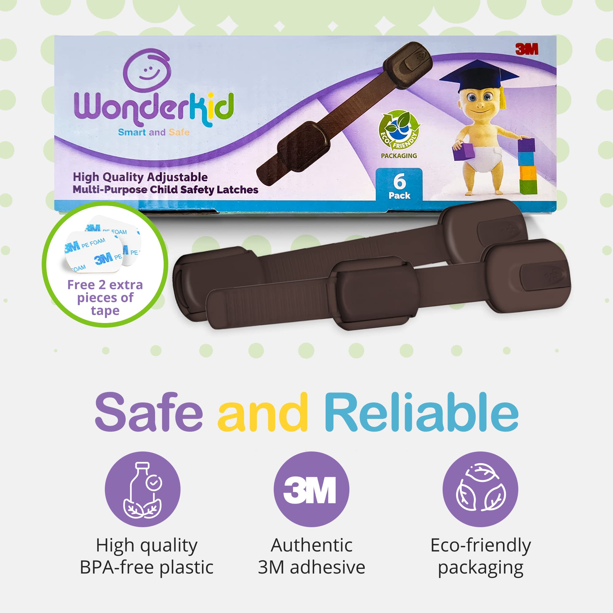 Wonderkid refrigerator lock with adjustable strap on a curved door.