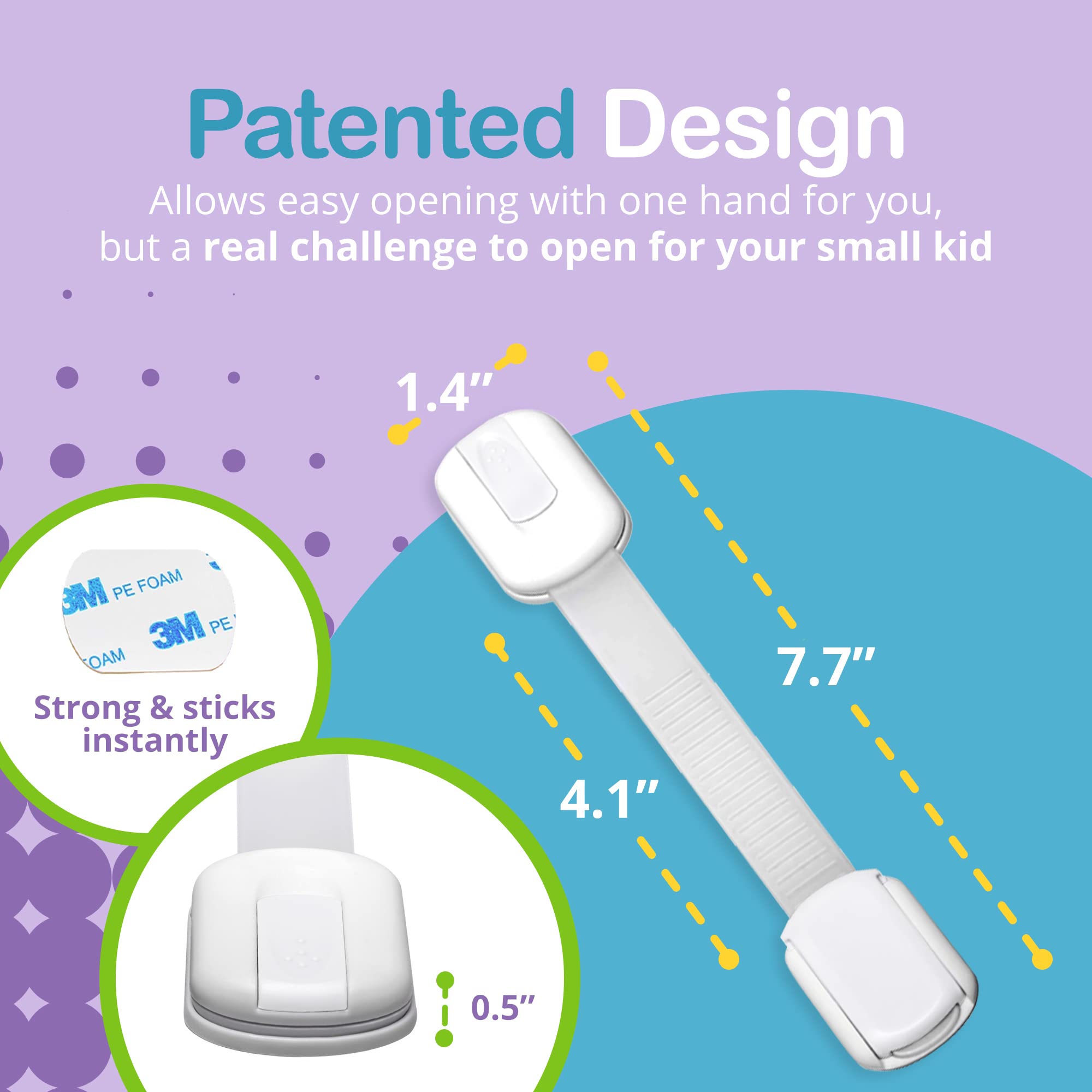 Wonderkid no-mess safety lock design prevents clutter and is easy to remove.