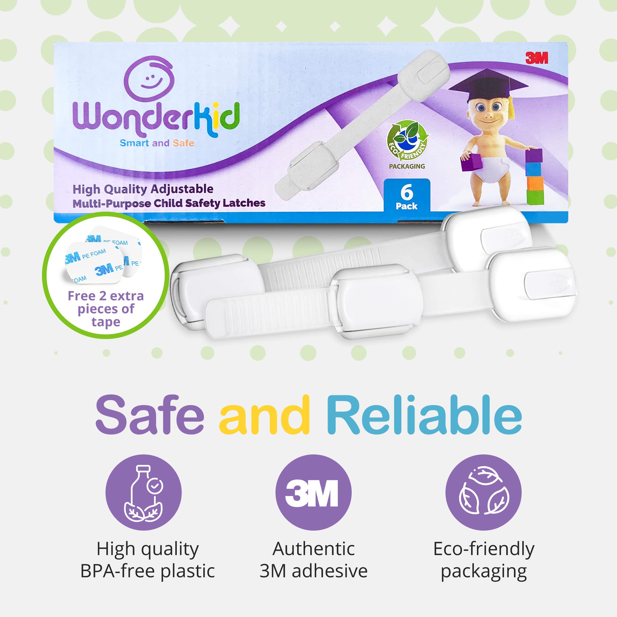 Wonderkid one-handed operable baby-proof lock makes cabinet access easy for caregivers.