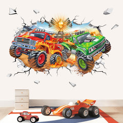 Wondever 3D racing car wall sticker showcases a bold front view for dynamic decor