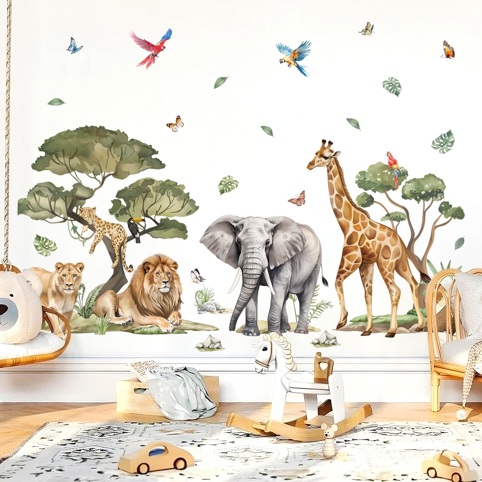 Wondever baby nursery zoo decals brighten kids' rooms with easy peel-and-stick application.