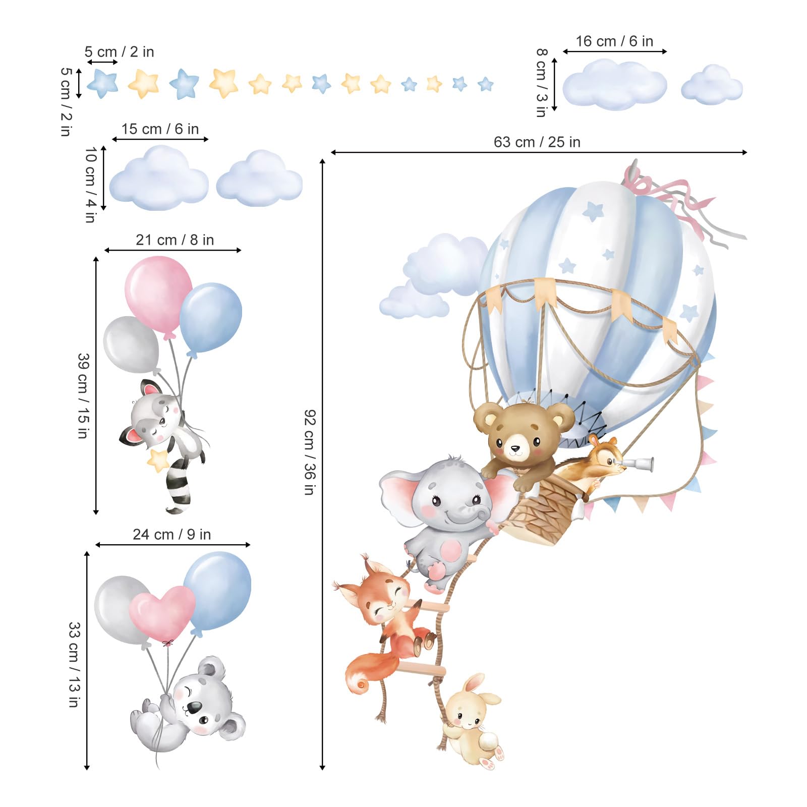 Wondever balloon animals wall decals create a charming set for nurseries