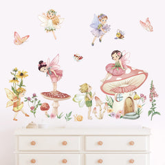 wondever Flower Butterfly Elf wall art detail adds color and imagination to a nursery.